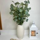 ARRANJO ALTO DE CERÂMICA BRANCO COM EUCALIPTOS VERDE CLARO 62AX32L/CM