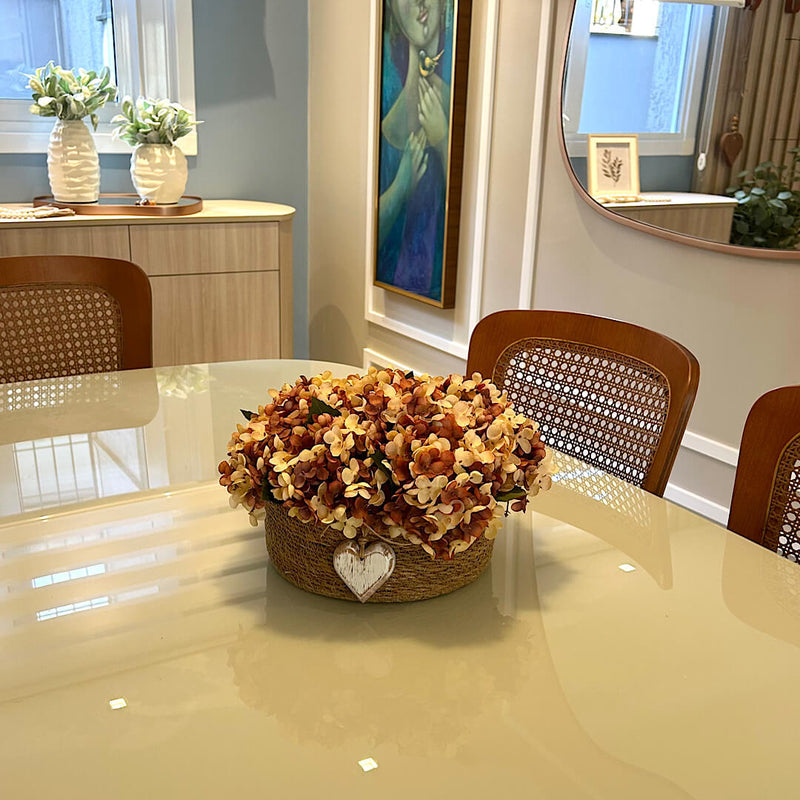 ARRANJO CÍNTIA DE HORTÊNSIAS ENVELHECIDAS E CORAÇÃO 20AX35L/CM