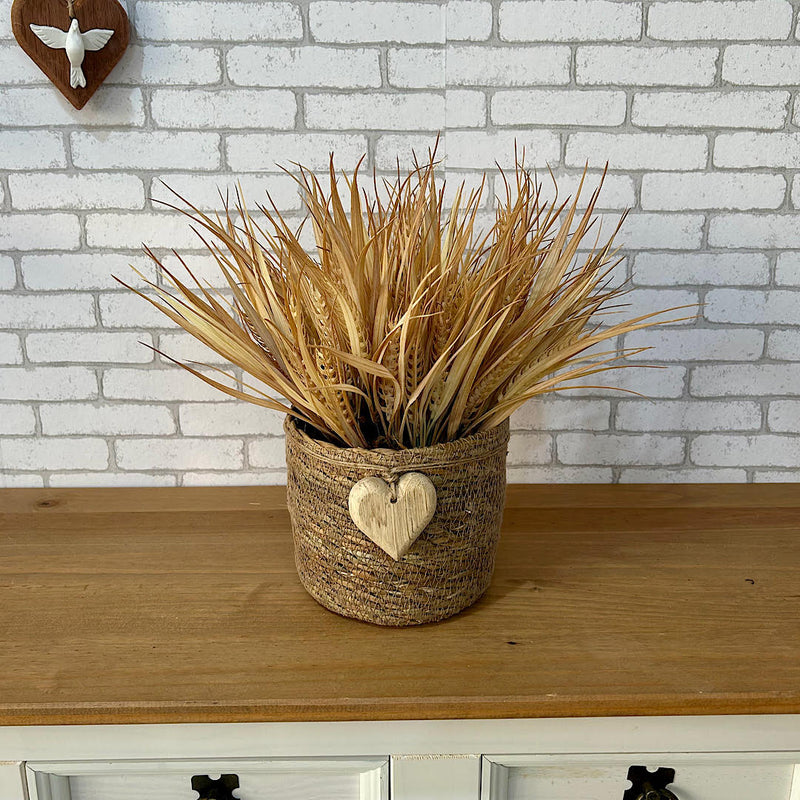 ARRANJO EM PALHA NATURAL COM TRIGOS SILICONADOS 34AX34L/CM