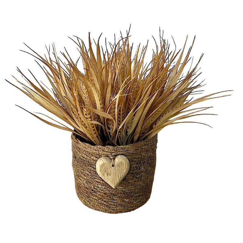 ARRANJO EM PALHA NATURAL COM TRIGOS SILICONADOS 34AX34L/CM