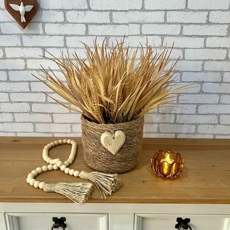 ARRANJO EM PALHA NATURAL COM TRIGOS SILICONADOS 34AX34L/CM