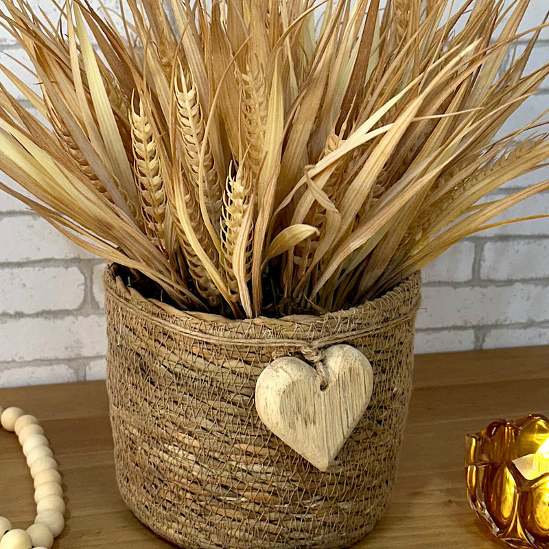 ARRANJO EM PALHA NATURAL COM TRIGOS SILICONADOS 34AX34L/CM