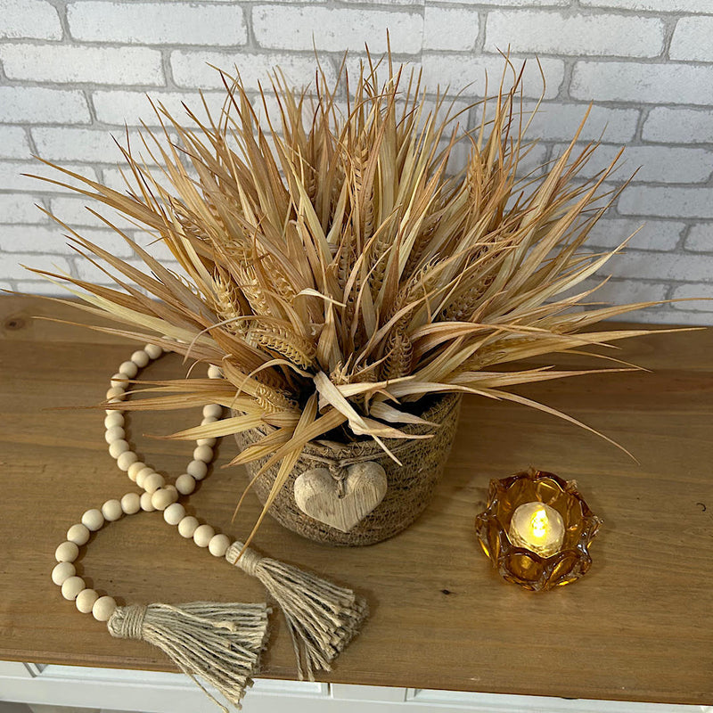 ARRANJO EM PALHA NATURAL COM TRIGOS SILICONADOS 34AX34L/CM