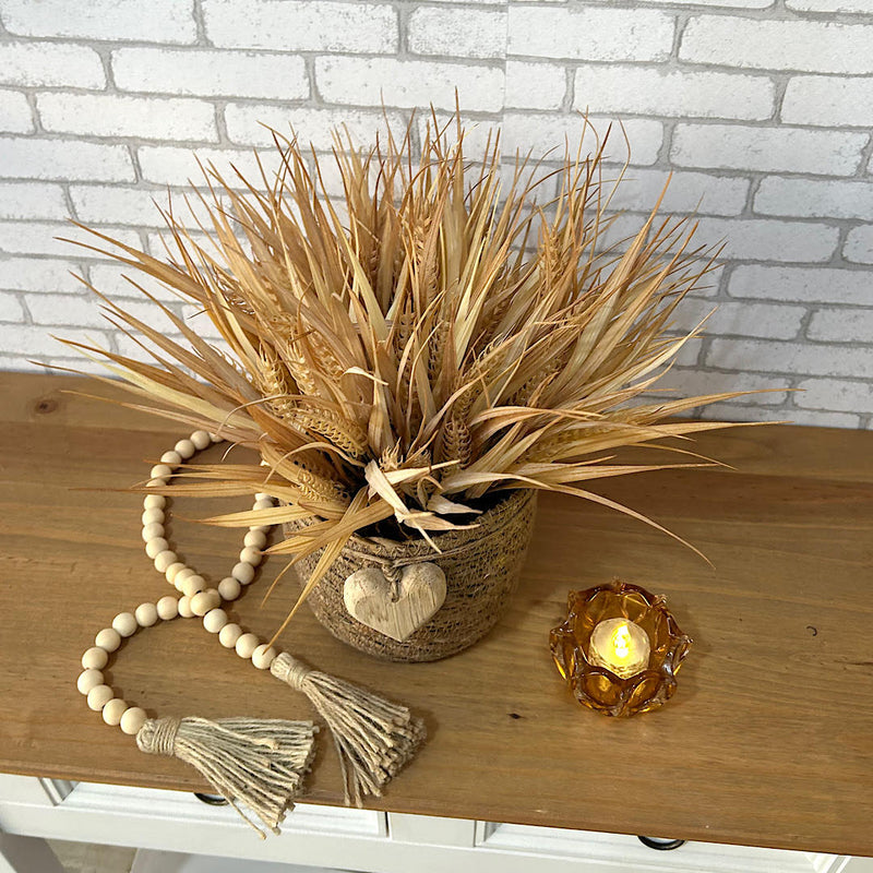 ARRANJO EM PALHA NATURAL COM TRIGOS SILICONADOS 34AX34L/CM