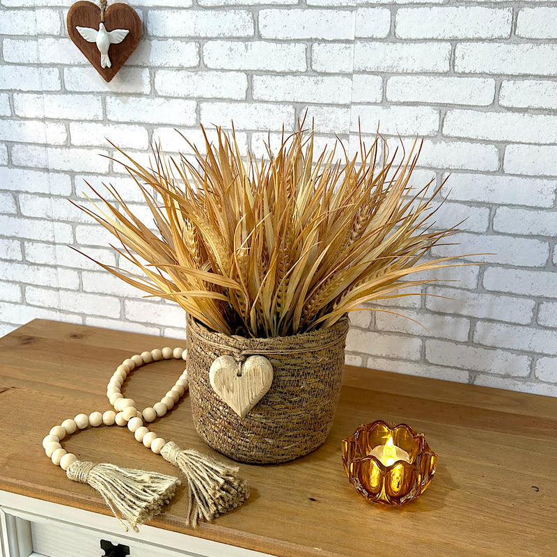 ARRANJO EM PALHA NATURAL COM TRIGOS SILICONADOS 34AX34L/CM