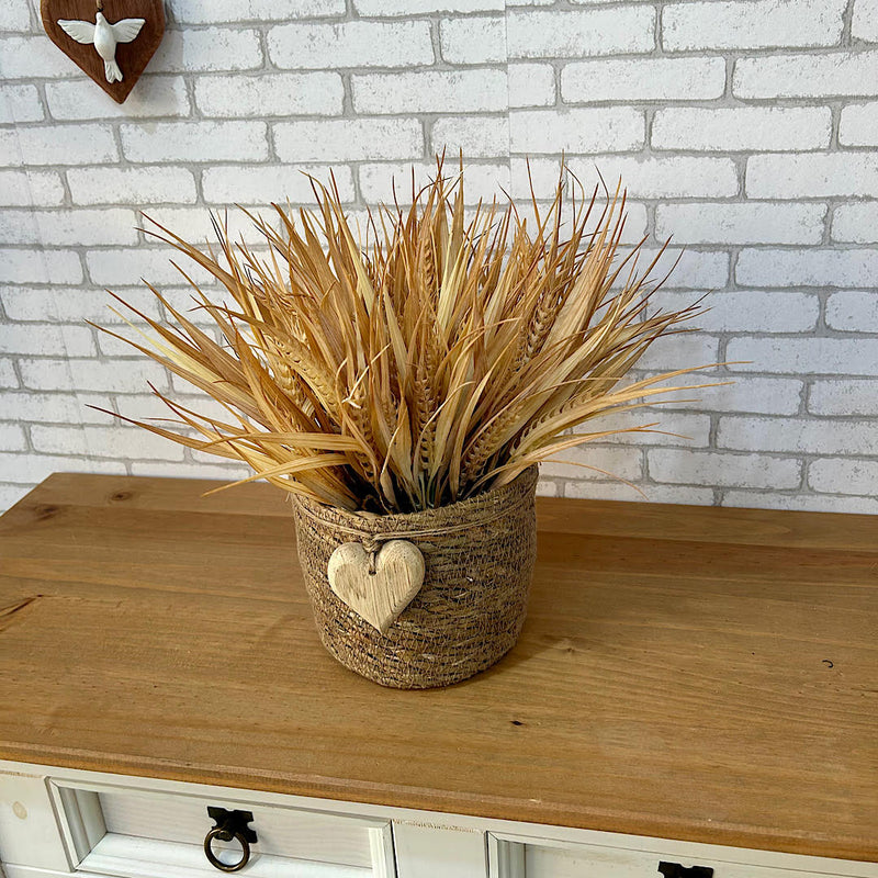 ARRANJO EM PALHA NATURAL COM TRIGOS SILICONADOS 34AX34L/CM