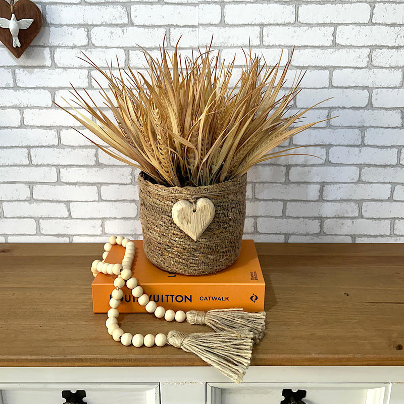 ARRANJO EM PALHA NATURAL COM TRIGOS SILICONADOS 34AX34L/CM