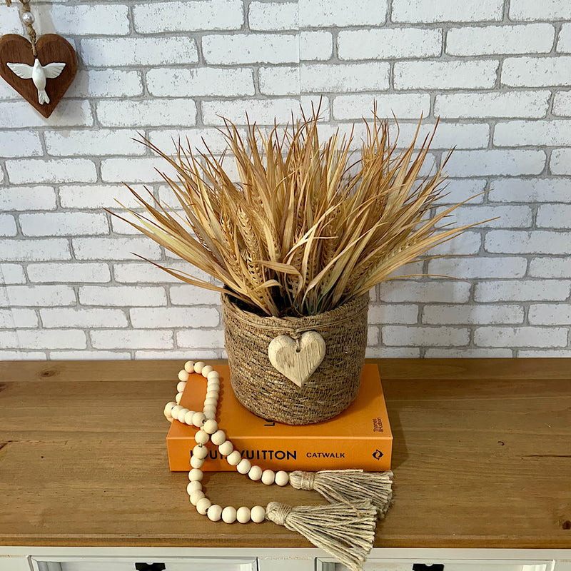 ARRANJO EM PALHA NATURAL COM TRIGOS SILICONADOS 34AX34L/CM