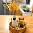 ARRANJO GARRAFINHA COM BUQUÊ DE TRIGO SILICONADO E CORAÇÃO DE FERRO 38AX20L/CM