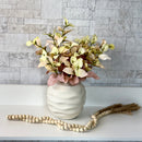 ARRANJO MELINA NO VASO ORGÂNICO OFF WHITE COM FOLHAS OUTONADAS 40AX29L/CM