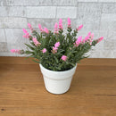 ARRANJO MINI DE CERÂMICA BRANCO COM LAVANDAS ROSA 18AX18L/CM