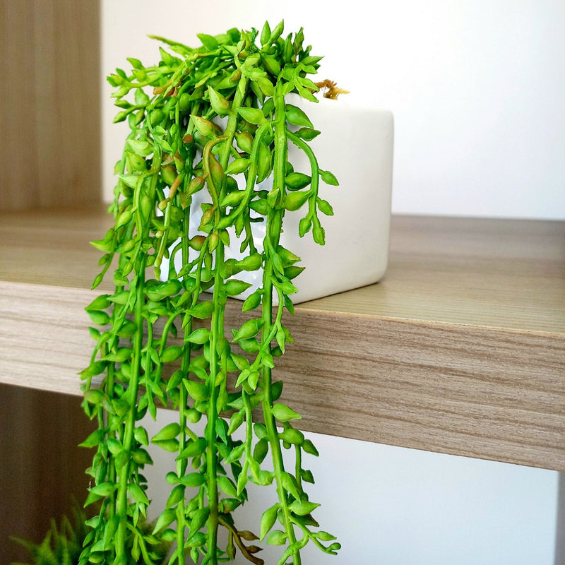 ARRANJO MINI DE CERÂMICA QUADRADO BRANCO COM PENDENTE 7AX46L/CM