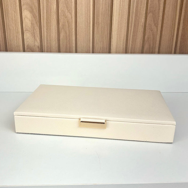 CAIXA P EM MDF COM REVESTIMENTO EM PU OFF WHITE