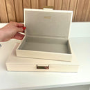 CAIXA P EM MDF COM REVESTIMENTO EM PU OFF WHITE