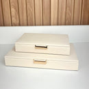 CAIXA P EM MDF COM REVESTIMENTO EM PU OFF WHITE