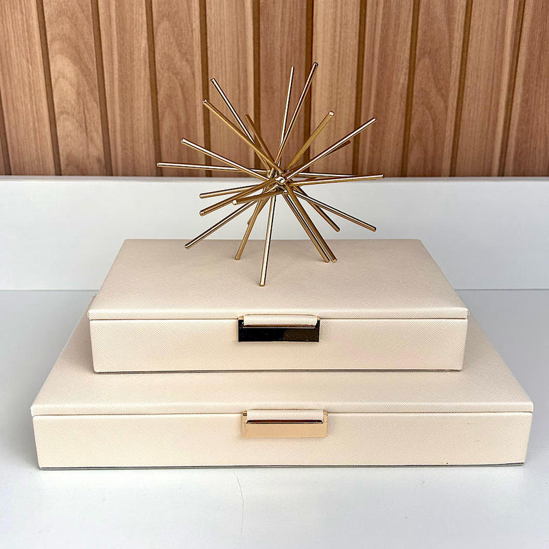 CAIXA P EM MDF COM REVESTIMENTO EM PU OFF WHITE