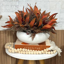 CENTRO DE MESA M BRANCO FOSCO COM FOLHAGENS OUTONADAS 25AX40L/CM