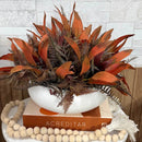 CENTRO DE MESA M BRANCO FOSCO COM FOLHAGENS OUTONADAS 25AX40L/CM