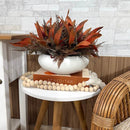 CENTRO DE MESA M BRANCO FOSCO COM FOLHAGENS OUTONADAS 25AX40L/CM