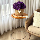 CESTO EM PALHA NATURAL COM ALÇAS FLORES DE BOUGANVILLES ROXAS 40AX40L/CM