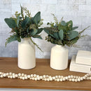 COMBO COM DOIS ARRANJOS VERÔNICA EM VASOS DE CERÂMICA OFF WHITE E VERDINHOS