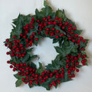GUIRLANDA NATALINA COM VIDEIRAS VERDES E BERRIES VERMELHAS  39CM