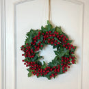 GUIRLANDA NATALINA COM VIDEIRAS VERDES E BERRIES VERMELHAS  39CM