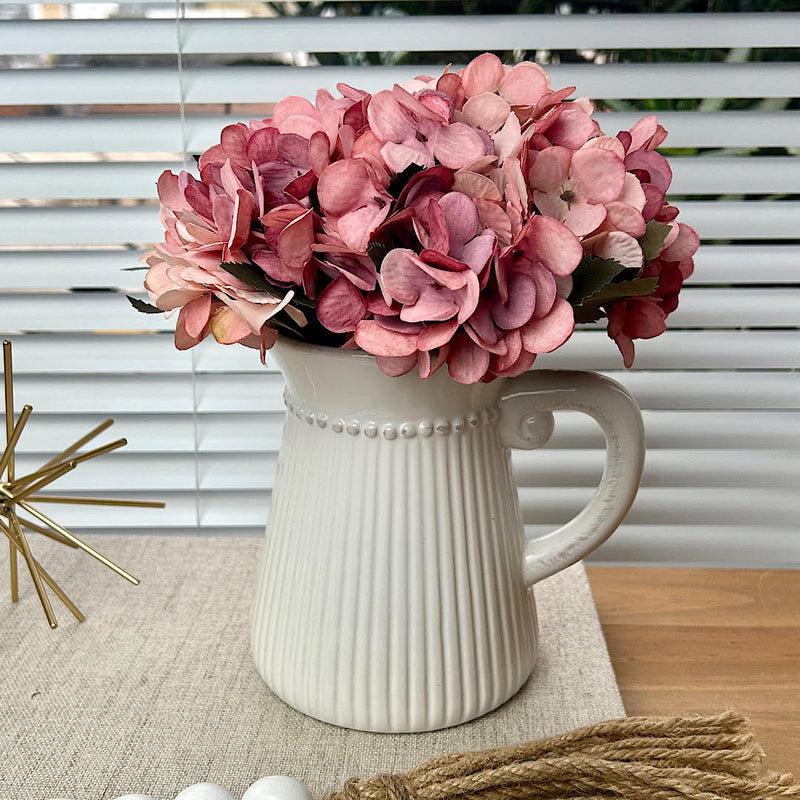 JARRO FARMHOUSE COM HORTÊNSIAS ROSA 23AX20L/CM
