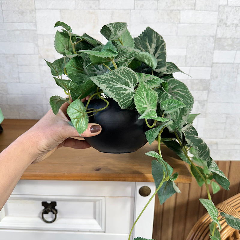 PENDENTE IARA DE FOLHAGEM VERDE NO CACHEPO DE CERÂMICA 60AX25L/CM