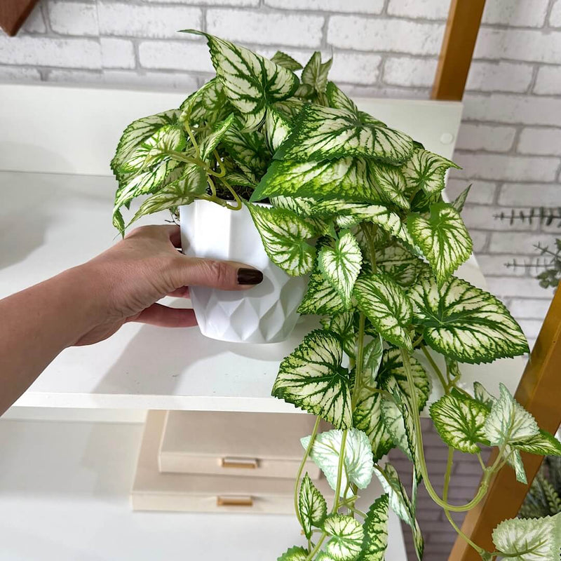 PENDENTE MAÍRA FOLHAGEM MESCLADA NO CACHEPÔ PRETO OU BRANCO 40AX25L/CM