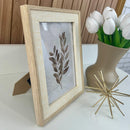 PORTA RETRATO MADEIRA E LINHO 15X20