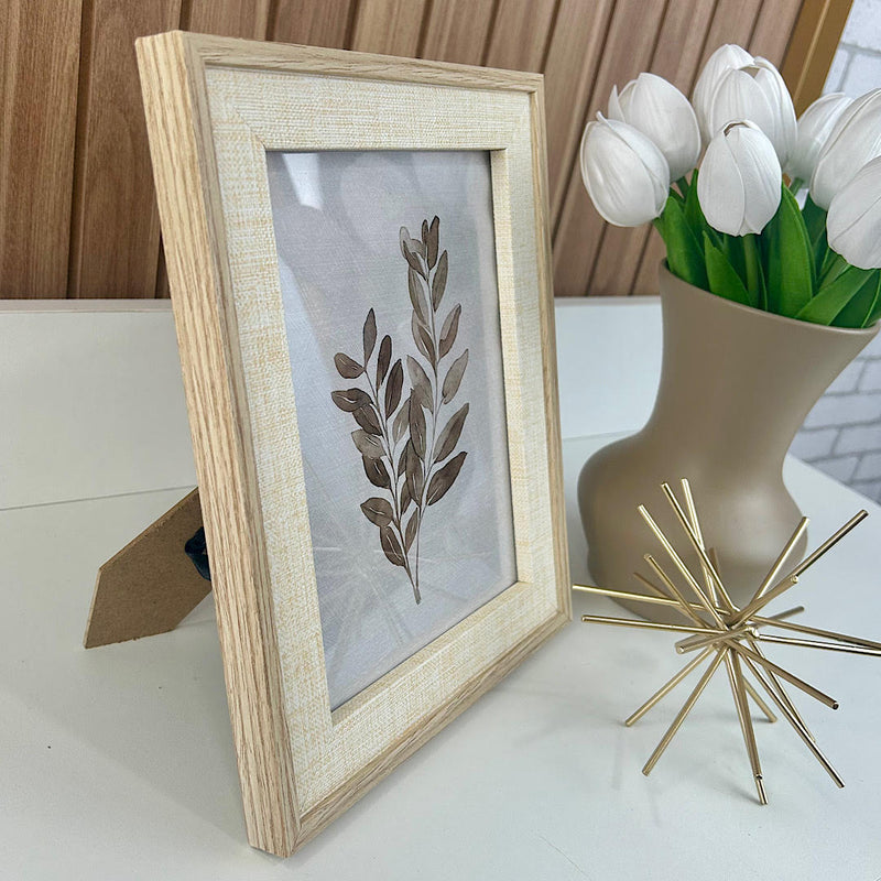 PORTA RETRATO MADEIRA E LINHO 15X20