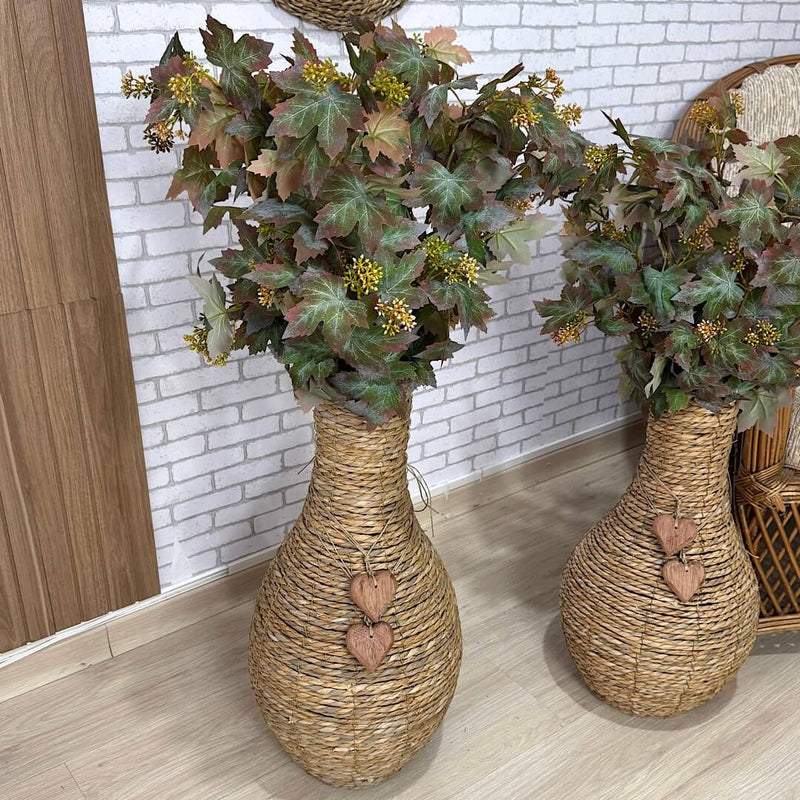 VASO DE CHÃO EM PALHA NATURAL G COM HASTES DE VIDEIRA 1,05AX40L/CM