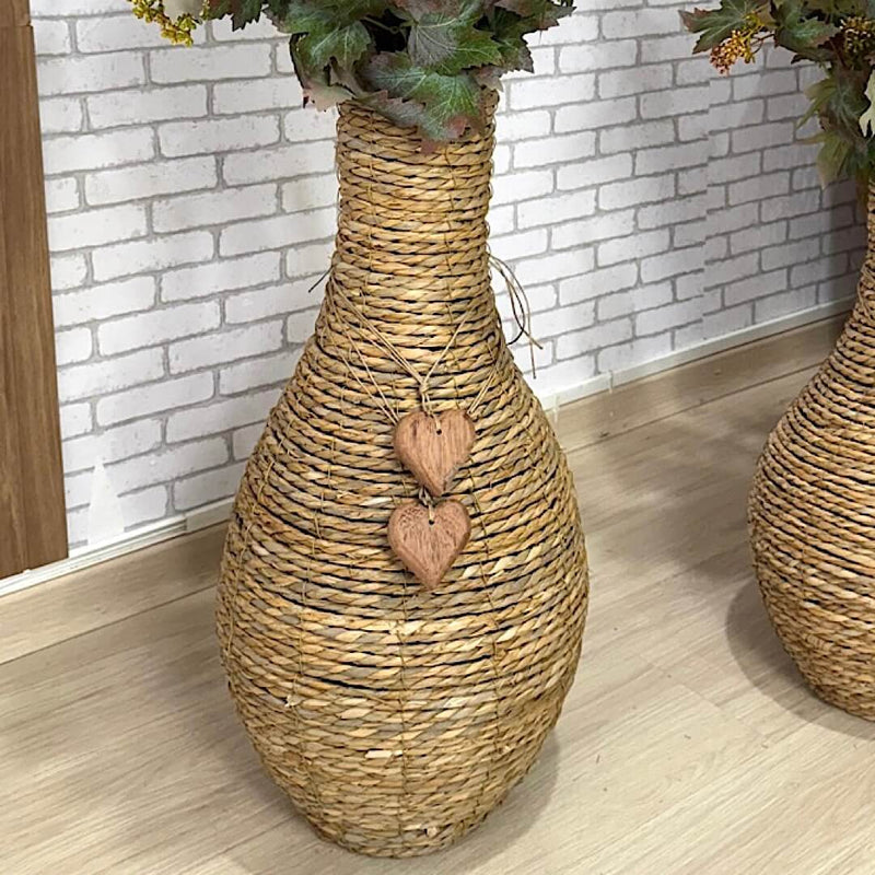 VASO DE CHÃO EM PALHA NATURAL G COM HASTES DE VIDEIRA 1,05AX40L/CM