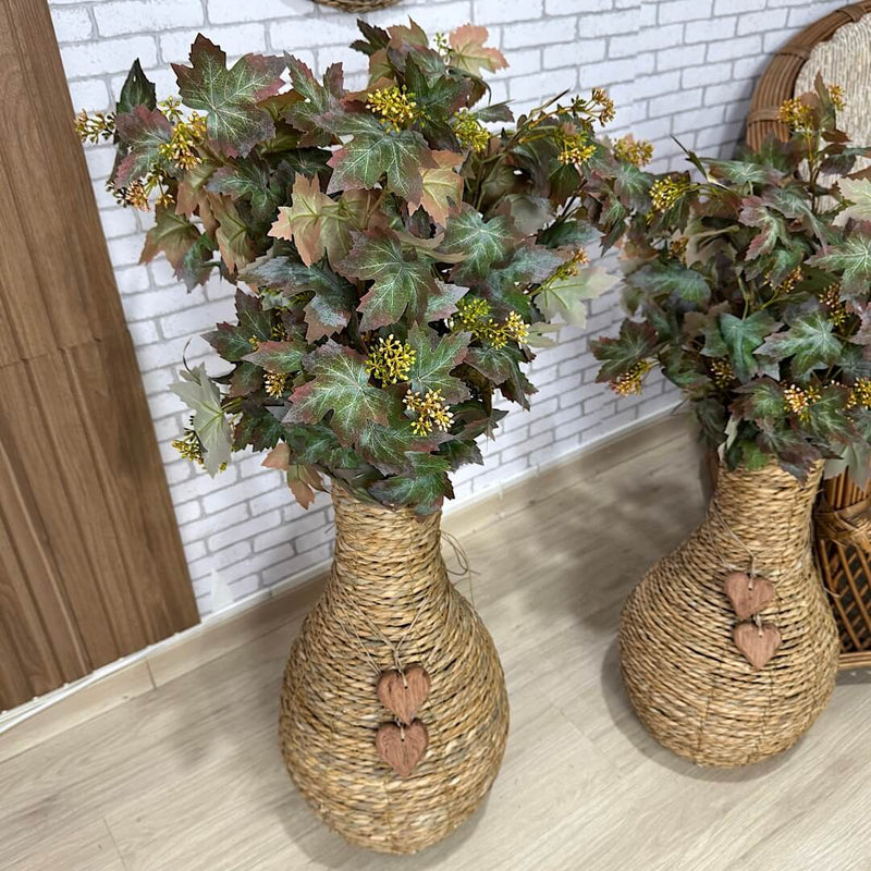 VASO DE CHÃO EM PALHA NATURAL G COM HASTES DE VIDEIRA 1,05AX40L/CM