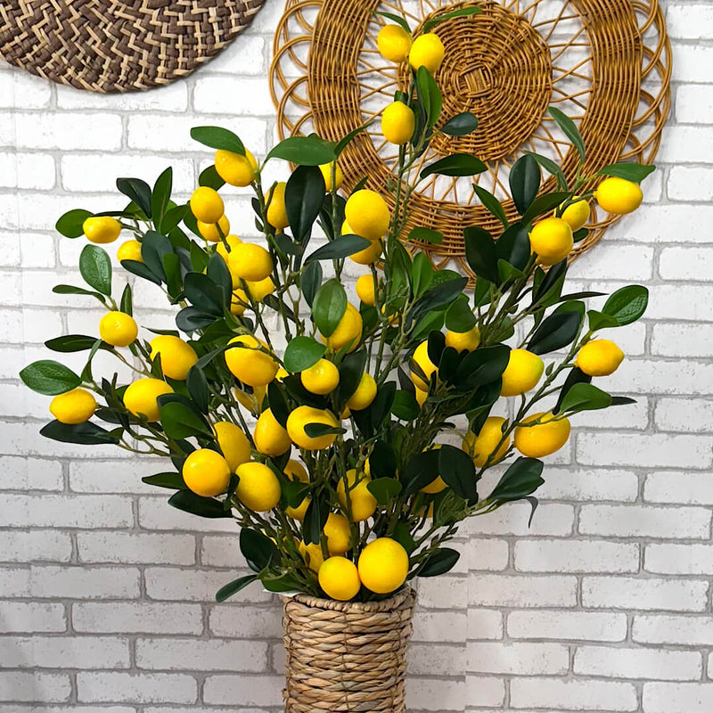 VASO DE PALHA NATURAL M COM HASTES DE LIMÃO SICILIANO 1,00 AX34L/CM