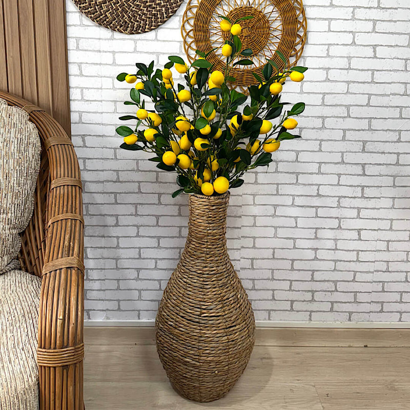 VASO DE PALHA NATURAL M COM HASTES DE LIMÃO SICILIANO 1,00 AX34L/CM